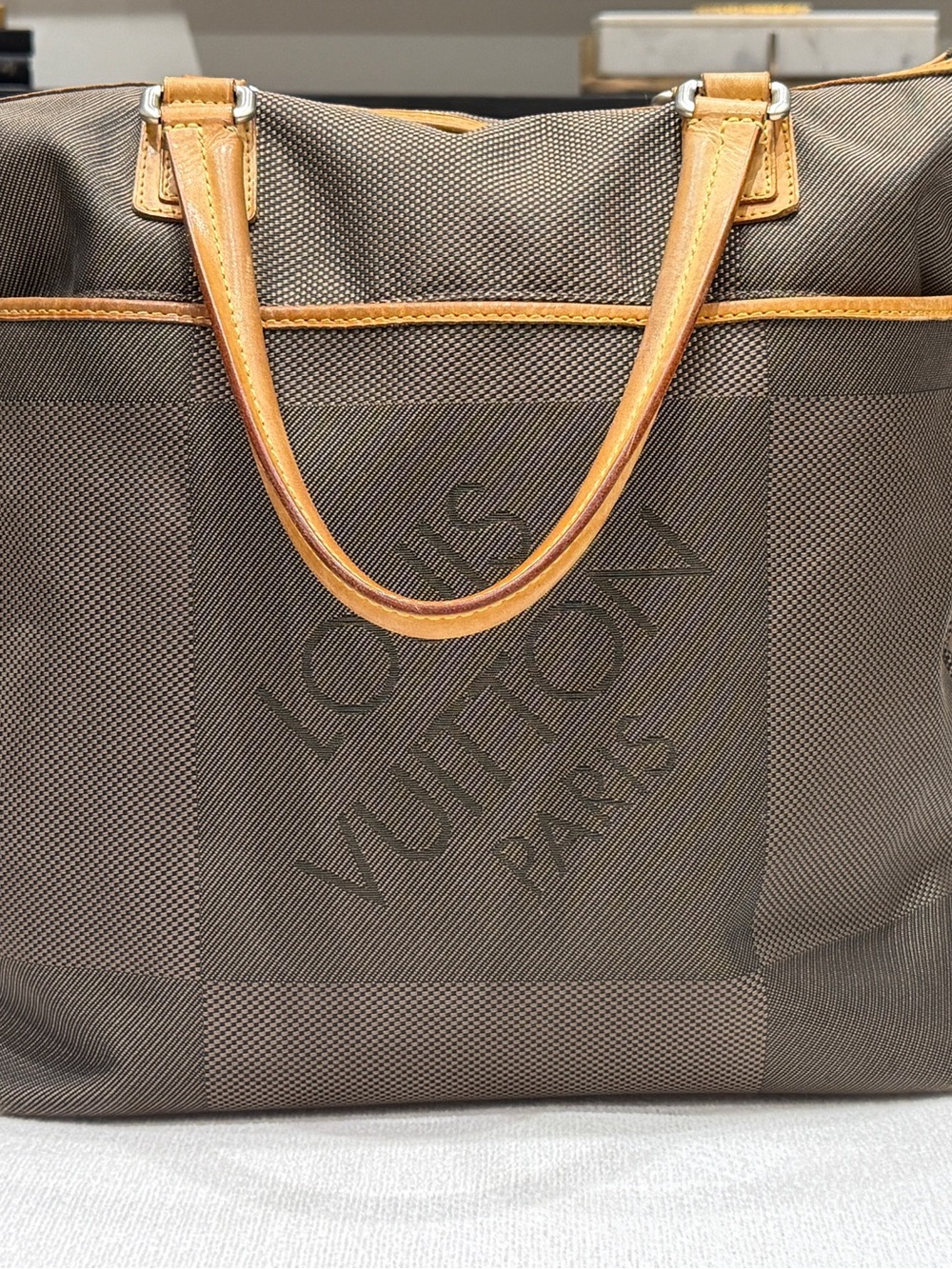 Louis Vuitton Damier Geant Cougars Tote M93083 Brown Canvas Leather 👜 LV